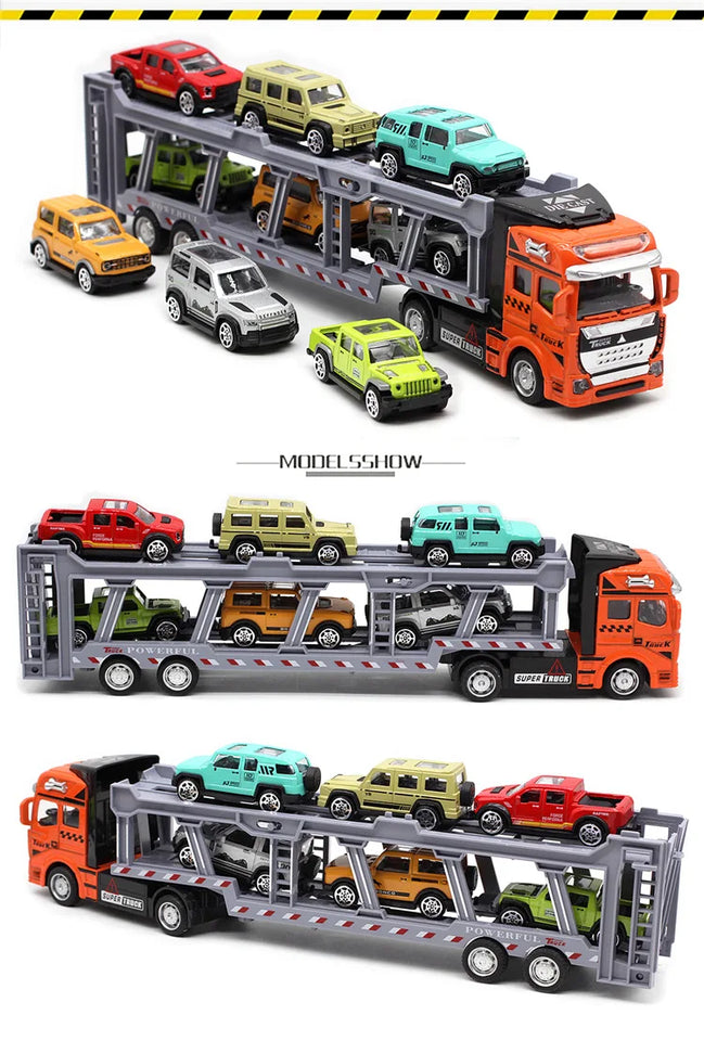 1: 48 alloy double-layer transport vehicle model,simulation sports car off-road vehicle toy,engineering transport vehicle toy