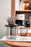 Household Coffee Maker Advanced Grey Glass Hand-brewed Coffee Drip Filter Cup Wood Pallet Sharing Pot Coffeeware Accessories