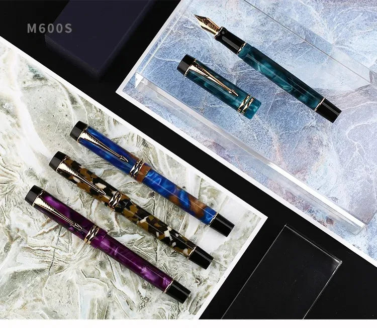 MAJOHN M600S Resin Pen 35 # Gold Plated Daming Tip Universal Type Student Adult Writing Practice Gift Ink Pen