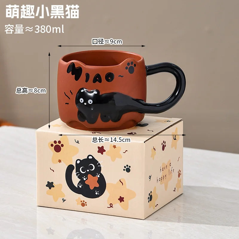 Cup Cat Stacking Cup Creative Mark Cup Drinking Cup For Guests Home Set Handle Ceramic Coffee Cup