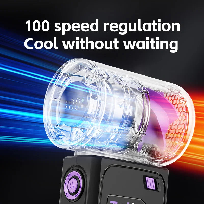 2025 New High Speed Turbo Small Air Cannon Electric Fan Portable Digital Display Handheld Fan USB Charging Fan Outdoor Mini Fan