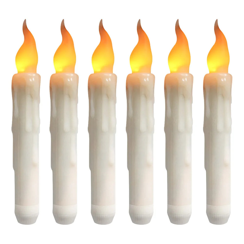 LED Flameless Taper Candles 6.5/11" Battery Operated Fake Flickering Candlesticks Electric Long Candles for Wedding Home Decor