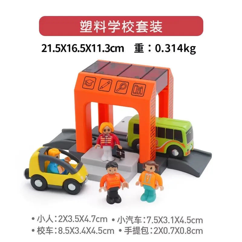 Set Police Thief Catching Building Block Suit Compatible With Wooden Train Track Plastic Police Station Children's Toys Gifts