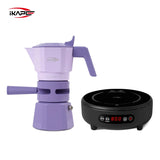 IKAPE Espresso Moka Pot and infrared ceramic hob Set,220V With Temperature Control Stovetop Espresso Machine For Coffee Lover