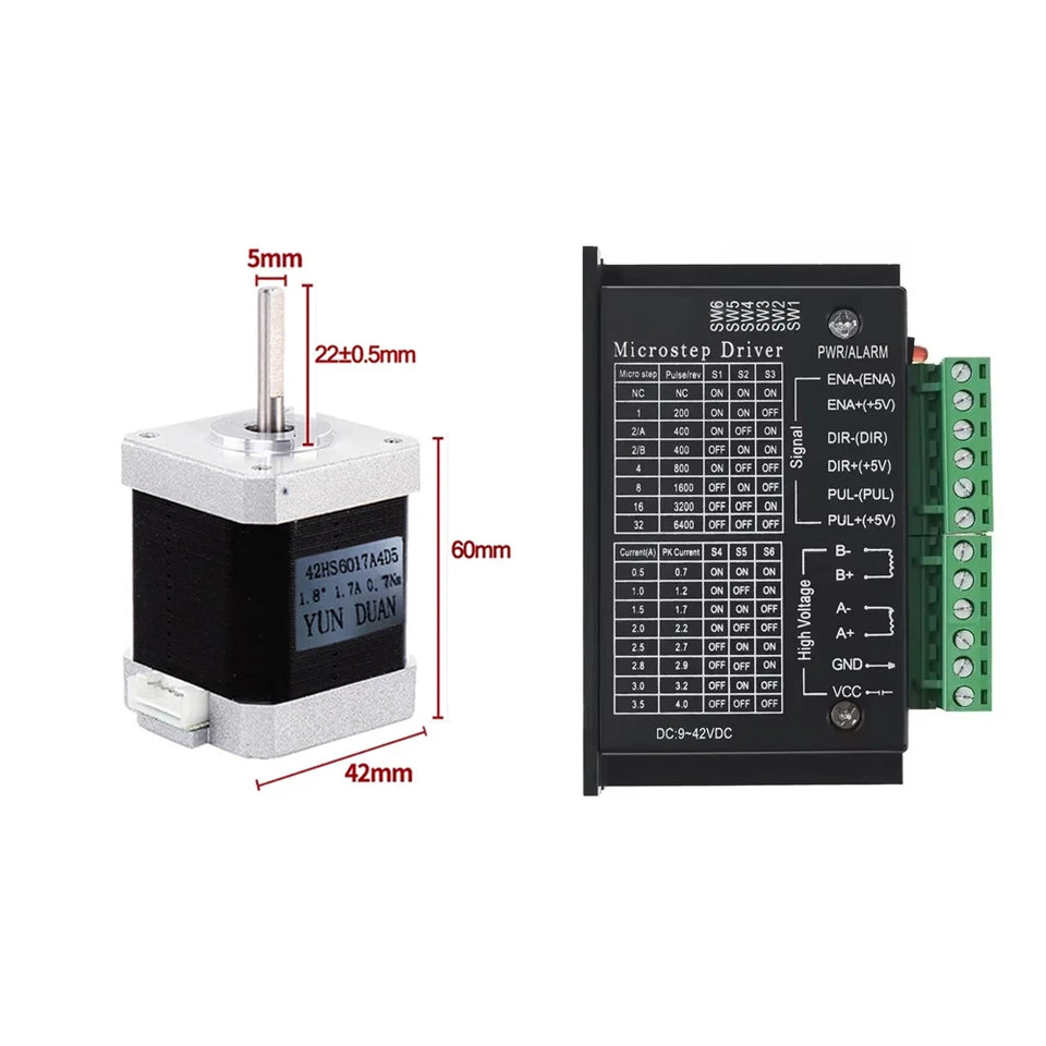 Nema17 Hybrid Open-loop Stepper Motor 2PH 34/40/48/60mm Length 4-Lead 0.28/0.42/0.56/7Nm for 3D Printer CNC Machine Tools Laser