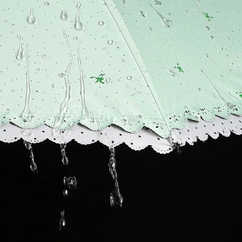 Women's Umbrella Lace Fashion Folding Umbrella Sunshade Umbrella Wind and Rain Resistance Travel Foldable Portable Student Gift