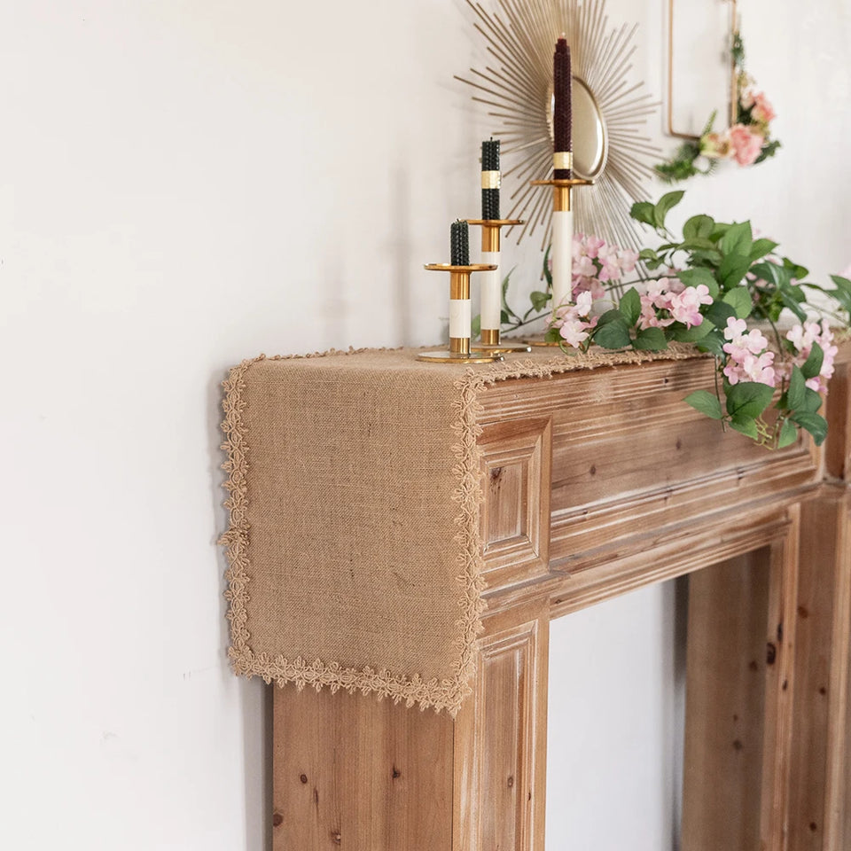 Natural Burlap Table Runner Farmhouse Jute Fabric Kitchen Coffee Tablecloths for Wedding Aisle Carpet Garden Outdoor Decorations