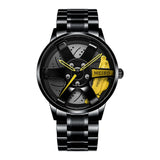 New Top Men Stainless Steel Watches Mens Car Wheel Hub Leather Quartz Watch For Male Military Sport Watch Relogio Masculino Hot