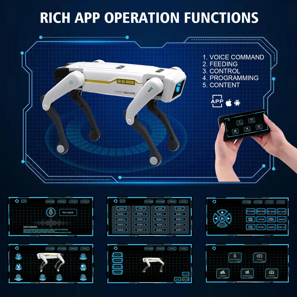 Remote Control Smart Robot Dog, 4-Legged Bionic Quadruped Robot, Programmable RC Toy for Kids, Interactive Electronic Pet, Great