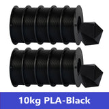 KINGROON 10KG PLA/PETG Filament 1.75mm Black White Gray 3D Printer Filament No Bubbles Plastic 10 Rolls Wholesale