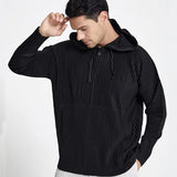 Miyake Pleated Men's Sweatshirt Hoodie Classic Pleated 2025 Summer New Tops Loose Casual Simple Drawstring Pullover Hoodie Male