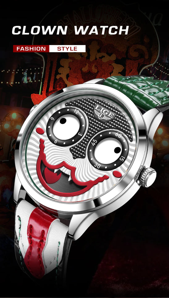 LIGE 2025 TOP Men's Watches Quartz Clown Dial Watches Unique Strange Fashion Cool Watch Waterproof watches for men reloj hommes