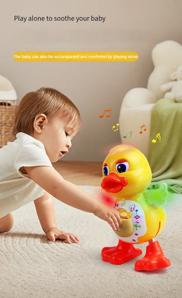 Electric Music Light Dancing Duck with Cute Blinking and Shaking Head Educational Electronic Pet for Children's Birthday Gift