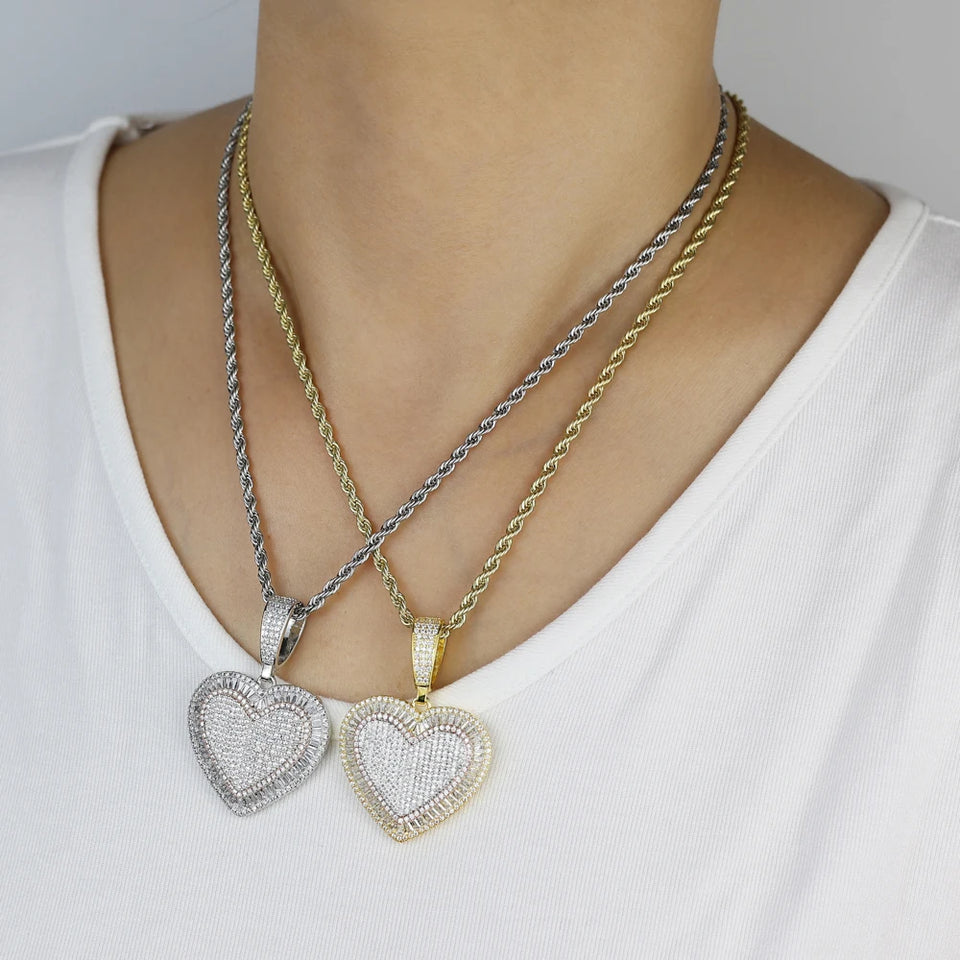 2026 New Arrivals Shiny Heart Shaped Pendant Necklace Micro Pave Bling Cubic Zirconia For Women Fashion Valentine's Day Gift