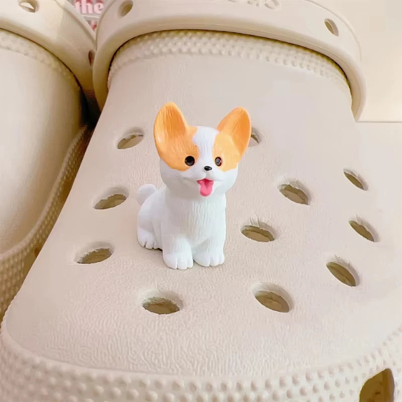 New Cute 3D Puppy Shoes Charms Cartoon Dog Small Animal Models Removable ABS Components Sandal and Slipper Decorations