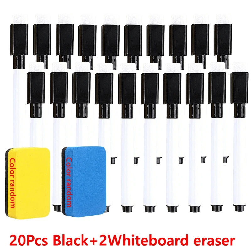 100/5Pcs Dry Erase Whiteboard Markers Set, Washable Pens with Magnetic Eraser for Office Whiteboards & Art Supplies