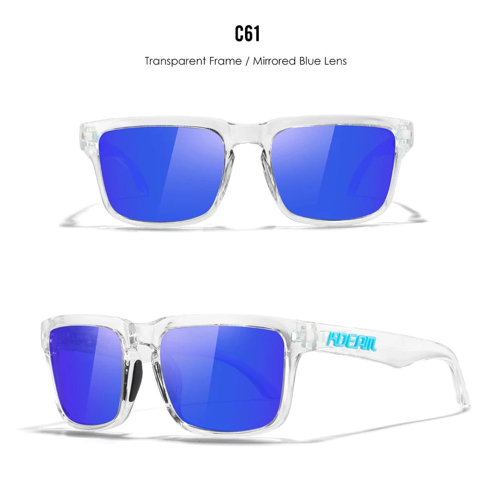 KDEAM New Arrivals Fashion Square Polarized Sunglasses For Men And Women Fishing Sun Glasses Colorful Lens With Hard Case