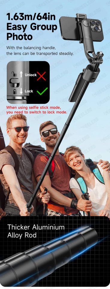 Tripod for Mobile Phone 360°Auto-Rotation Shooting C17 Quadrapod Selfie Stick Phone Stand AI Face Following, with Remote Control