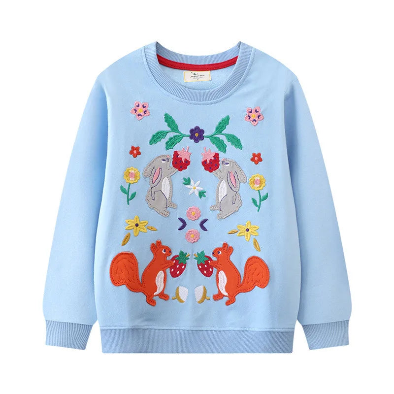 Jumping Meters 2-7T New Arrivals Girls Sweatshirts Bunny Applique Toddler Clothing Hooded Tops Autumn Spring Baby Costume