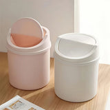 1pc Mini Desktop Trash Can with Lid - Cylindrical Tabletop Waste Bin, Easy To Clean Screw-Off Cap for Office and Coffee Bar