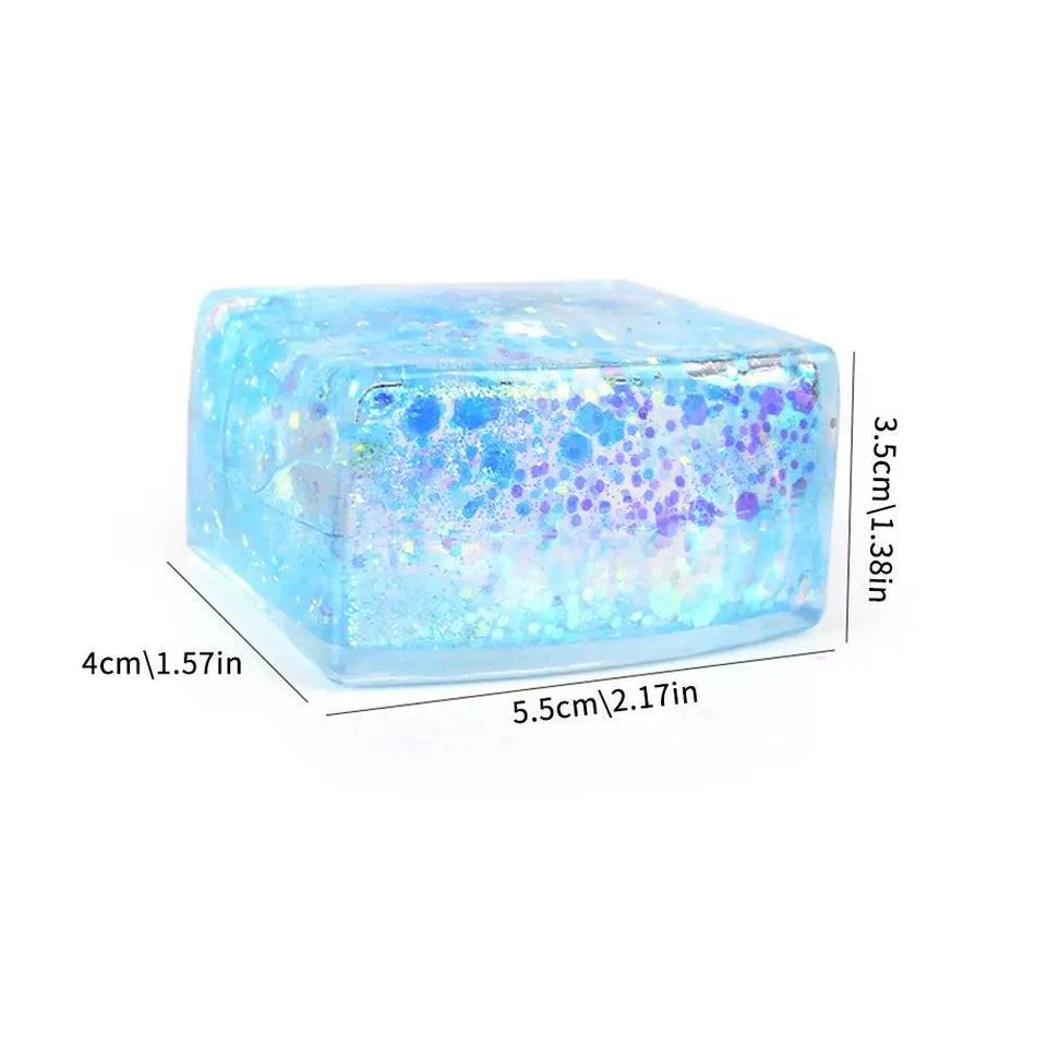Glitter Squishy Cube Stress Squeeze Toys Anti Stress Slow Rebound Maltose Ice Cubes Colorful Squeeze Block Decompression Toy