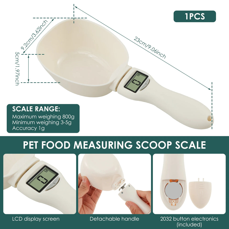 Pet Food Measuring Scoop with LED Display Feeding Spoon Kitchen Scale Portable Daily Meals Pet Dog Food Gadgets for Kitchen
