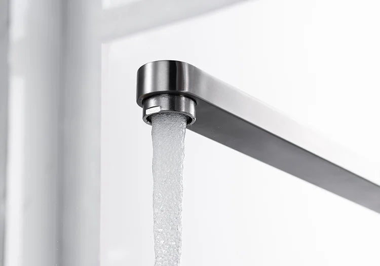 Hidden Lifting Folding Kitchen Faucet 304 Stainless Steel Sink Faucet Hot and Cold Mixed Water Separate Sink Tap Dual Holes