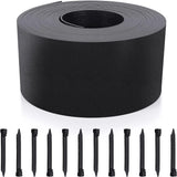 Black Plastic Garden Landscape Edging, 5” Tall Border Coil, Flexible and Strengthened with Anti-UV Treatment