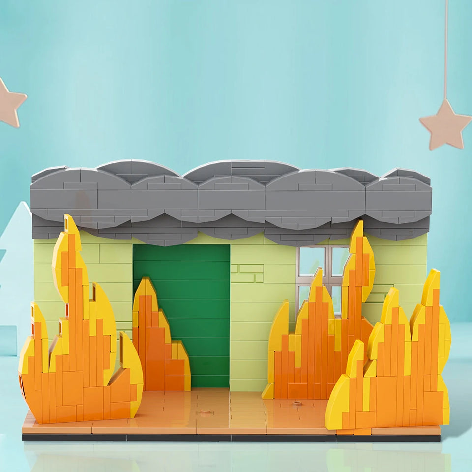 MOC This is Fine Dog Animal Dog Building Blocks Cartoon Creative Animal Bricks Animation Creative Ornament Toys Children's Gifts
