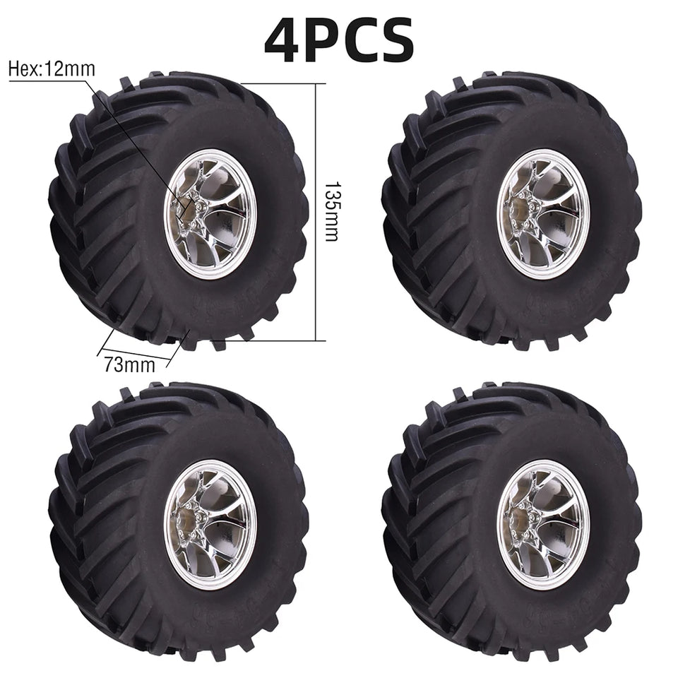 AUSTAR 4PCS AX-3003 135mm Tyre Rubber Tire Wheel Plastic Rim Hub for 1/10 RC HSP HPI Monster Truck Model Spare Parts