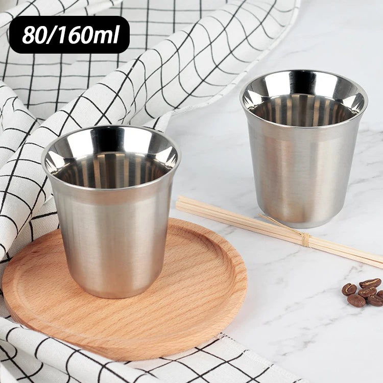 Double Wall Stainless Steel Coffee Mug 80ml/160ml Portable Cup Travel Tumbler Coffee Jug Milk Tea Cups Office Water Mugs