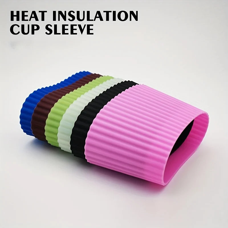 Silicone Cup Sleeve Portable Heat Insulation Coffee Cup Cover Ceramic Cup Cover Non-slip Bottle Sleeves Colored Mug Sleeve