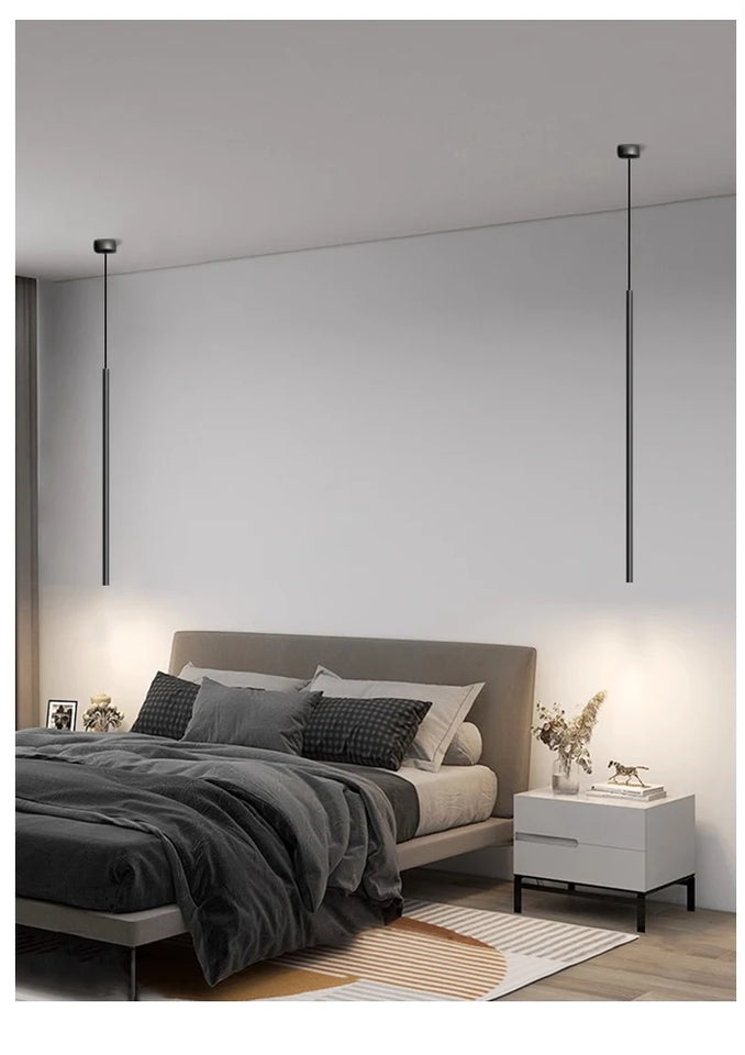 Modern Minimalist LED Longer Pendant Lights For Bedroom Bedside Reading Chandelier Lamps Living Room Bar Coffee Decor Fixtures