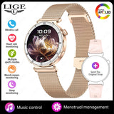 LIGE New 1.19inch AMOLED Fashion Ladies Smart Watch Bluetooth Call Sports Bracelet Women’s Health Waterproof Diamond Smartwatch