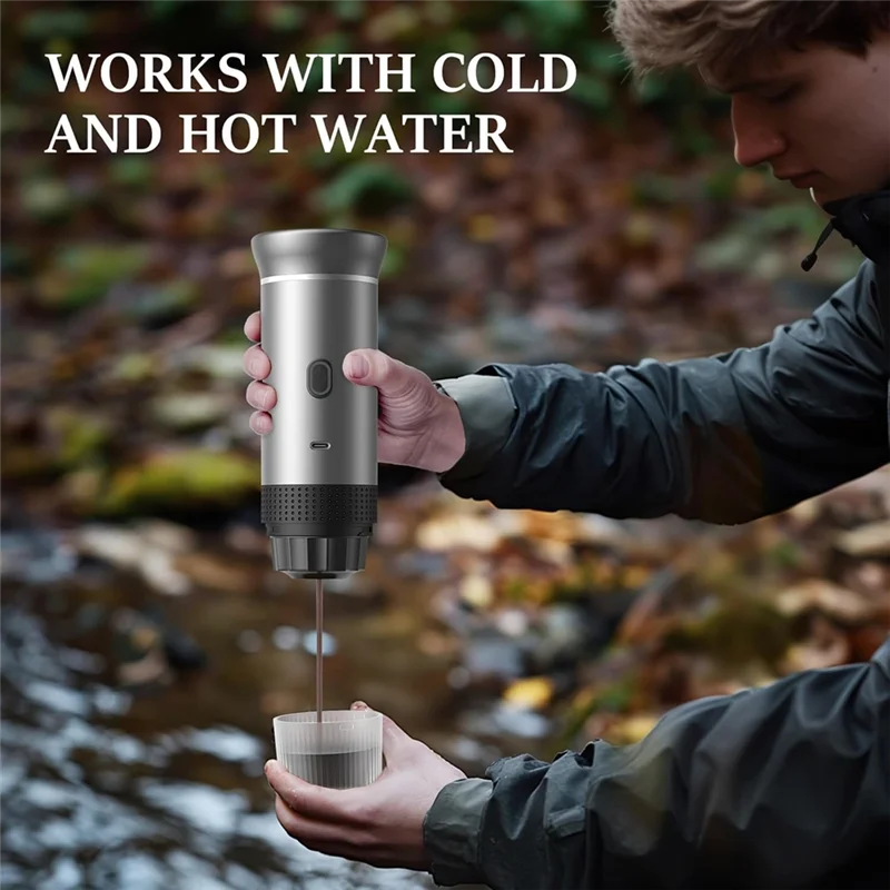 B89B-Ideal For Home& Travel, Portable Espresso Coffee Machine 3-In-1, Wireless& Electric, Compatible With Capsules& Powder