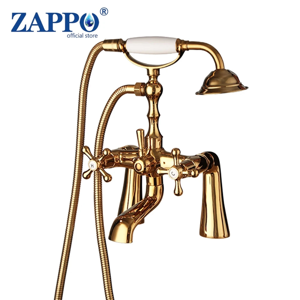 ZAPPO Bathtub Faucet Vintage Telephone Style with Dual Handles Deck mounted bathtub Faucet set Hot and Cold Water Mixer Tap