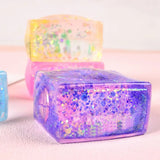 Glitter Squishy Cube Stress Squeeze Toys Anti Stress Slow Rebound Maltose Ice Cubes Colorful Squeeze Block Decompression Toy