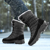 New Winter Waterproof High Top Men Boots Plush Warm Snow Boots Men Sneakers Ankle Boots Outdoor Men's Desert Boots Botas Hombre
