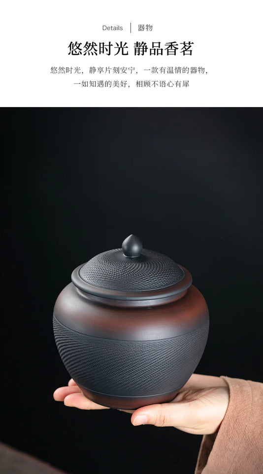 tea organizer Porcelain Purple pottery tea can Sealed moisture-proof jar ceramic purple clay awaken tea jar Pu erh storage jars