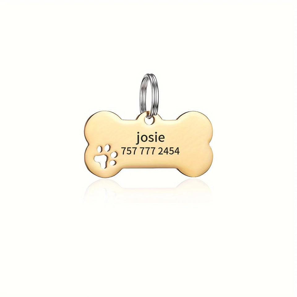 Personalized Engraved High-Quality Dog Tag Bone-Shaped Collar Pendant with Name Phone Number Custom Pet Identification Accessory