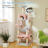 Multi-Level Cat Tree Tower with Scratching Posts&Board, Hammock, Cat Condo, Spacious Top Perch,Dangling Balls for Indoor Cats