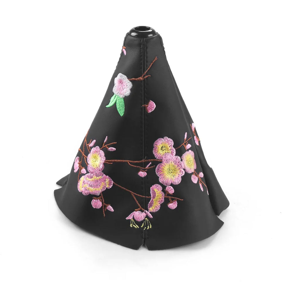 Universal Genuine leather Car Gear Shift Collars Peach Blossom Auto Car Manual Stick Shifter Knob Gear Shift Boot Cover Gaiter