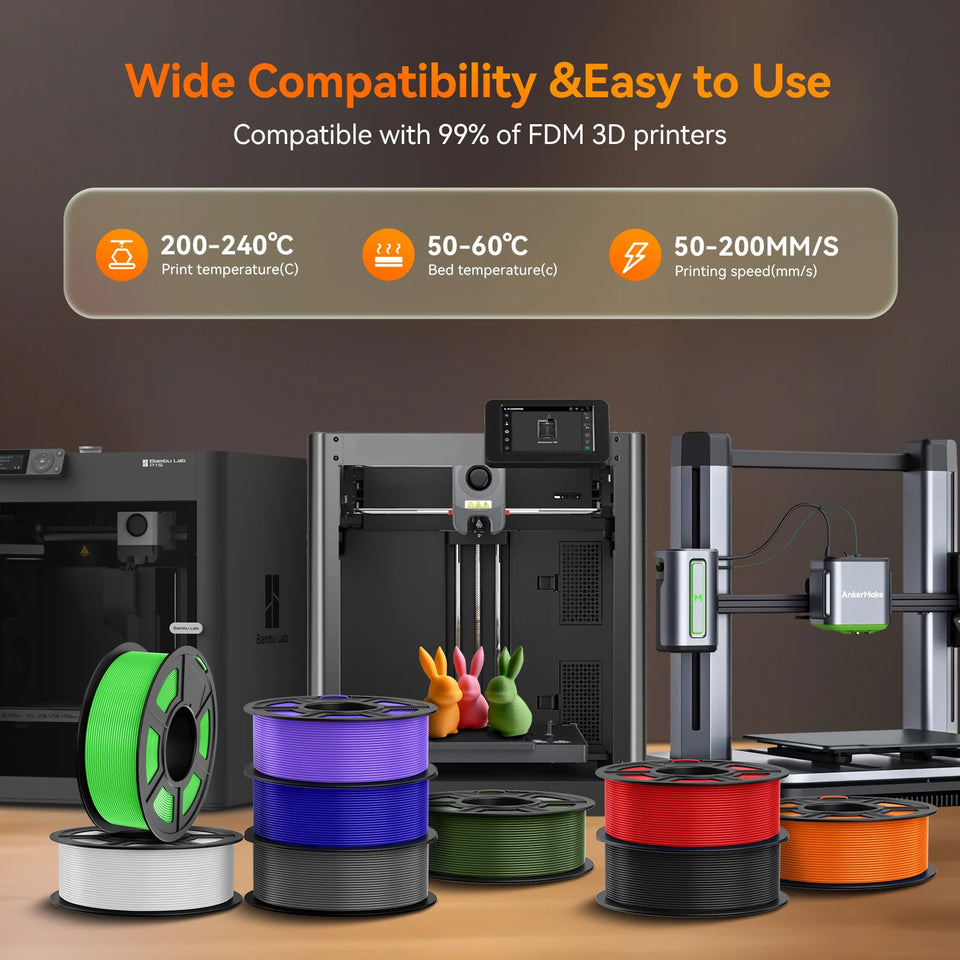 TECBEARS pla 3D filament Printer PLA 2KG 1.75mm ±0.02mm Environmentally friendly, smooth and bubble-freefilament FDM DIY Gift
