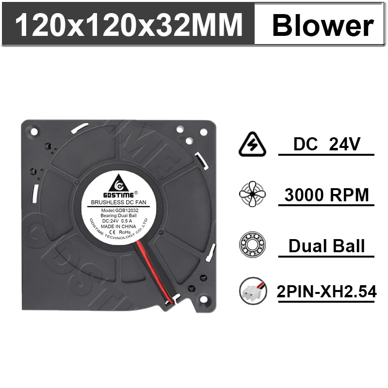 Gdstime 12032 Fan 24V 12V 5V 120MM Blower Fan 4PIN USB Radial Cooling Fan 120x32mm Turbo Blower Cooler Ball Small Fan PWM PC Fan