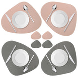 Double Sided Anti Slip PU Pad Table Mat with Coaster Oil-Proof Waterproof Leather Placemat Kitchen Dinner Coffee Tables Mats
