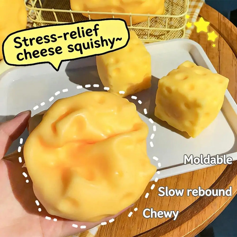Square Cheese Squishy Toys Slow Rebound Push Stress Relief Sensory Toys Cheese Stress Balls Fidget Toys for Children Adult
