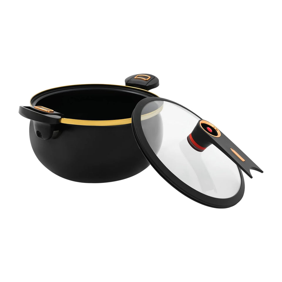 Iron Micro Pressure Cooker, 8.45Qt Capacity Non-Stick Pot with Safe Auto Pressure Release Valve for Induction Gas Electric Stove