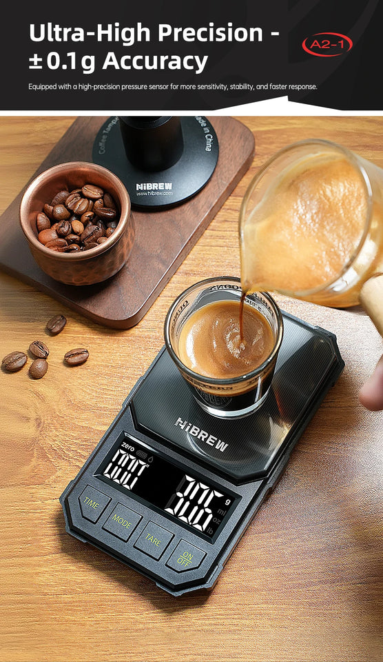 HiBREW 3000g/0.1g Digital Coffee Bean Electronic Scale with Auto Timer LED Screen High Precision Pour Over Coffee Easy to Carry