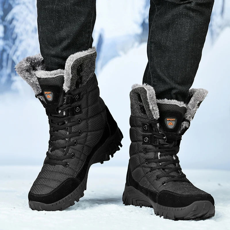 New Winter Waterproof High Top Men Boots Plush Warm Snow Boots Men Sneakers Ankle Boots Outdoor Men's Desert Boots Botas Hombre