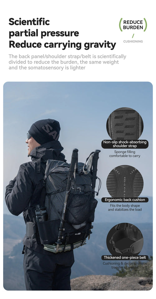 Qunature Backpack Lightweight Mountaineering Hiking Backpack Outdoor Sport 30+5L Breathable Wear-resistant Waterproof Bag